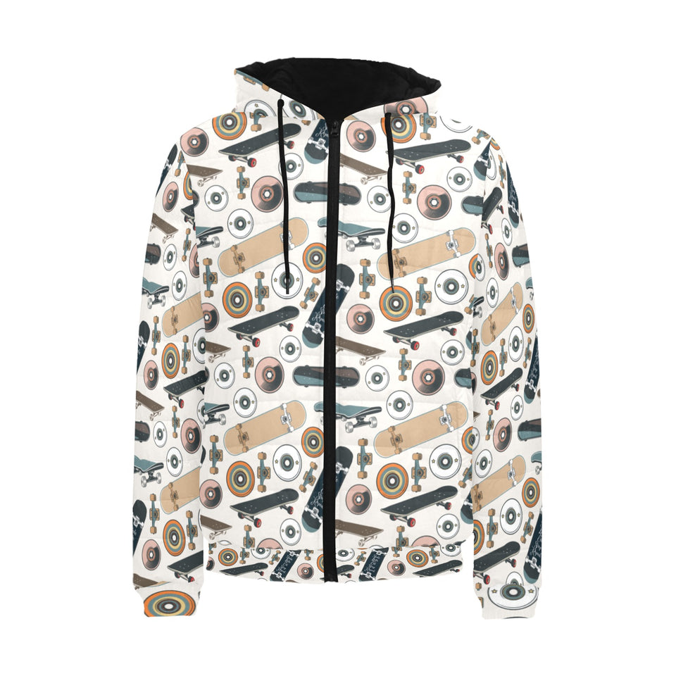 Skate Board Pattern Print Design 01 Men's Padded Hooded Jacket(ModelH42)