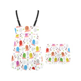 Snail Pattern Print Design 05 Chest Sexy Pleated Two Piece Swim Dress