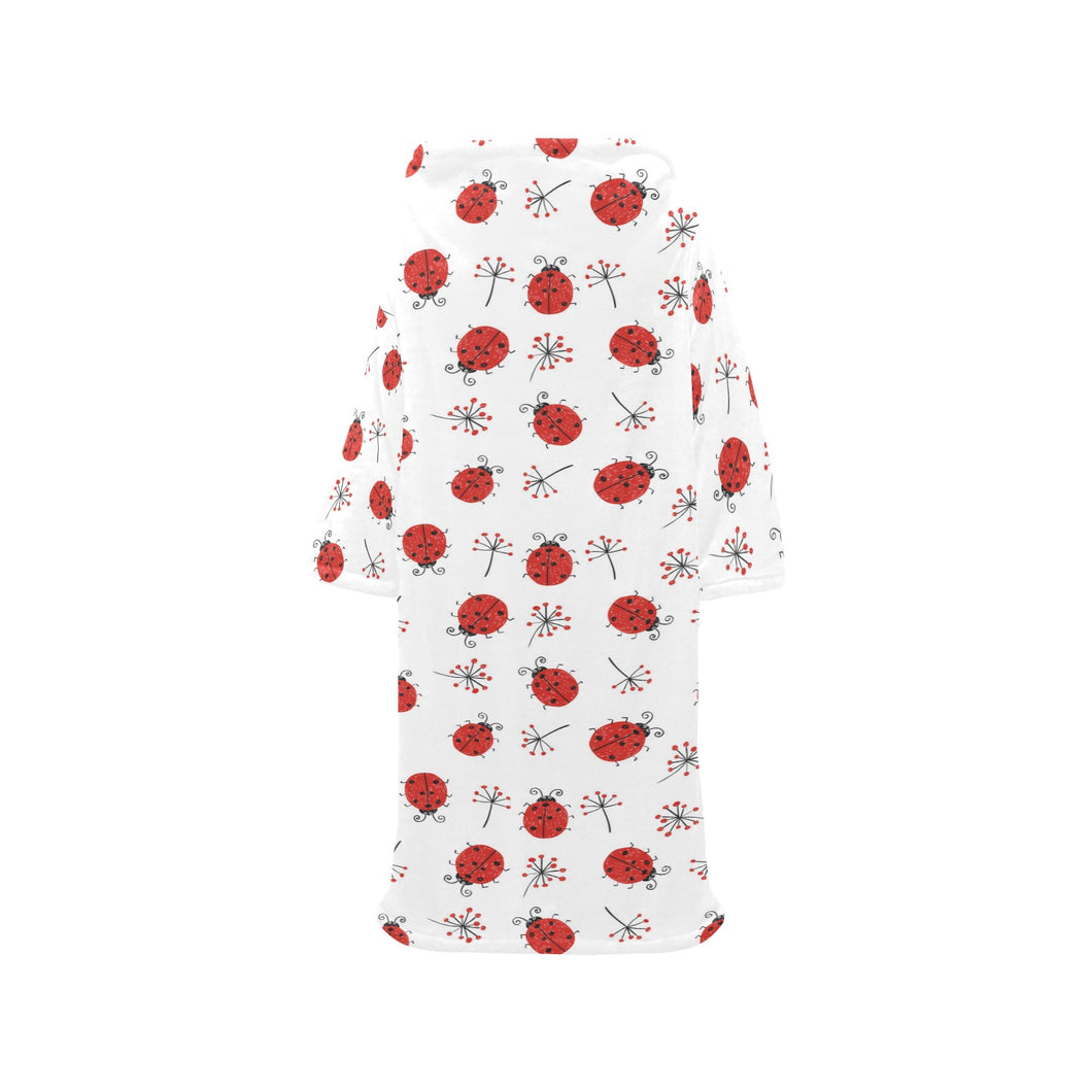 Ladybug Pattern Print Design 04 Blanket Robe with Sleeves