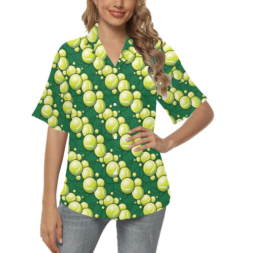 Tennis Pattern Print Design 04 Women's All Over Print Hawaiian Shirt