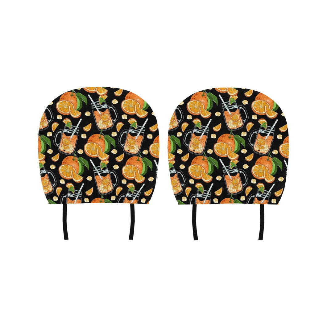 Orange Ice Orance Juice Pattern Car Headrest Cover