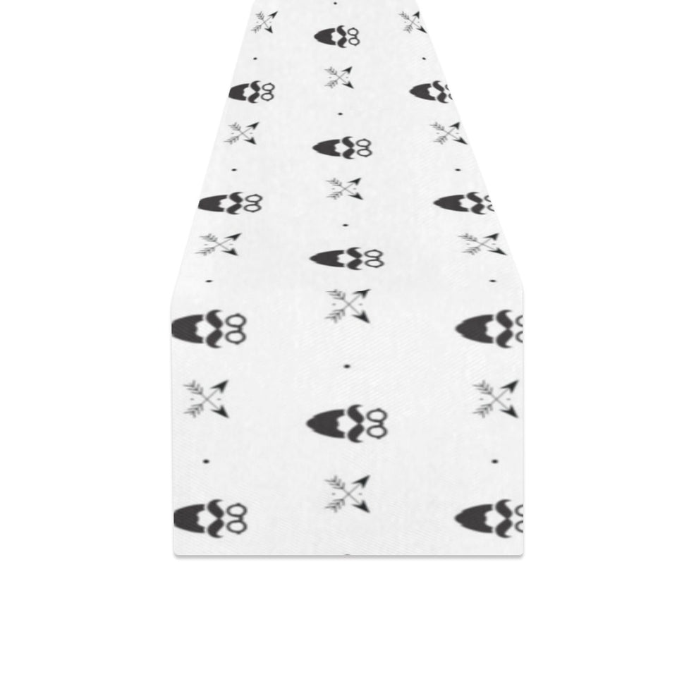 Mustache Beard Pattern Print Design 01 Table Runner