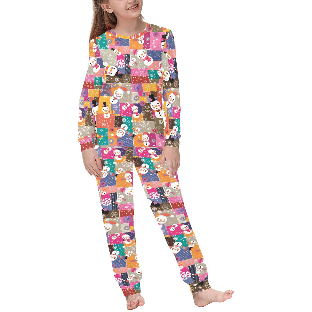 Snowman Colorful Theme Pattern Kids' Boys' Girls' All Over Print Pajama Set