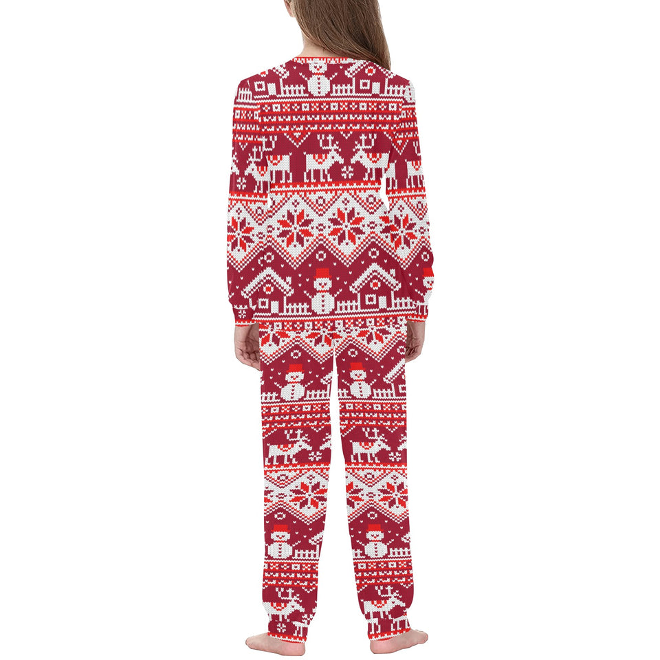 Snowman Sweater Printed Pattern Kids' Boys' Girls' All Over Print Pajama Set