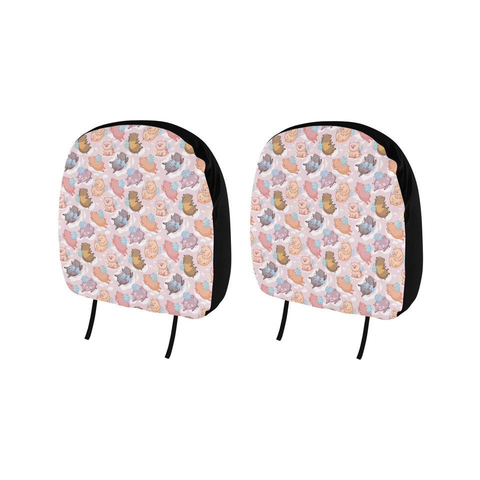 Pig Pattern Print Design 02 Car Headrest Cover