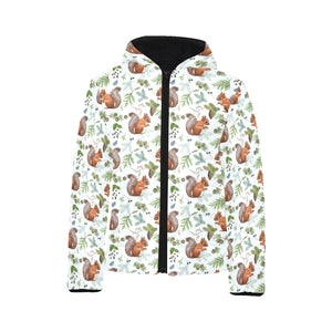 Squirrel Pattern Print Design 02 Kids' Boys' Girls' Padded Hooded Jacket