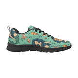 Mermaid Pattern Green Background Men's Sneakers Black