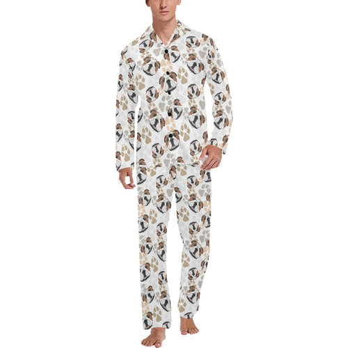 English Bulldog Pattern Print Design 01 Men's Long Pajama Set