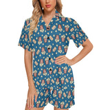 Popcorn Pattern Print Design 03 Women's V-Neck Short Pajama Set