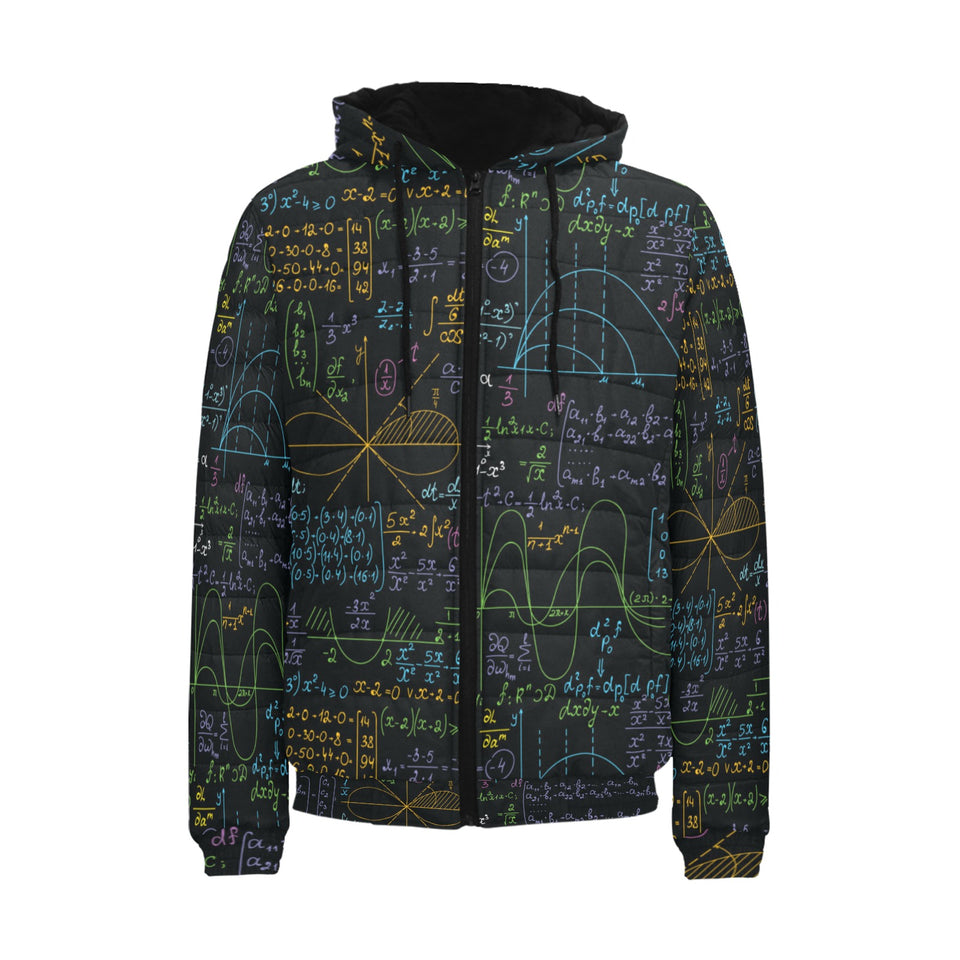 Math Pattern Print Design 04 Men's Padded Hooded Jacket(ModelH42)