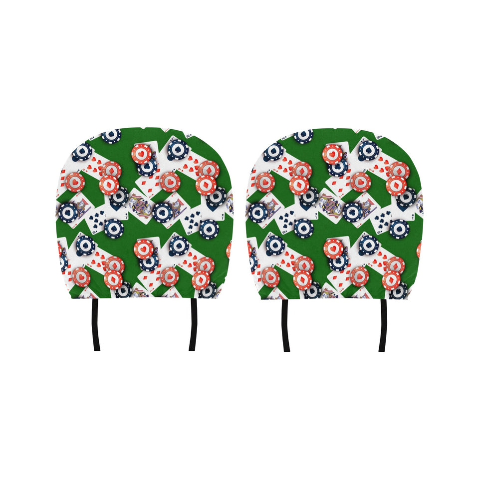 Casino Cards Suits Pattern Print Design 03 Car Headrest Cover