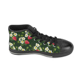 Strawberry Pattern Background Women's High Top Canvas Shoes Black