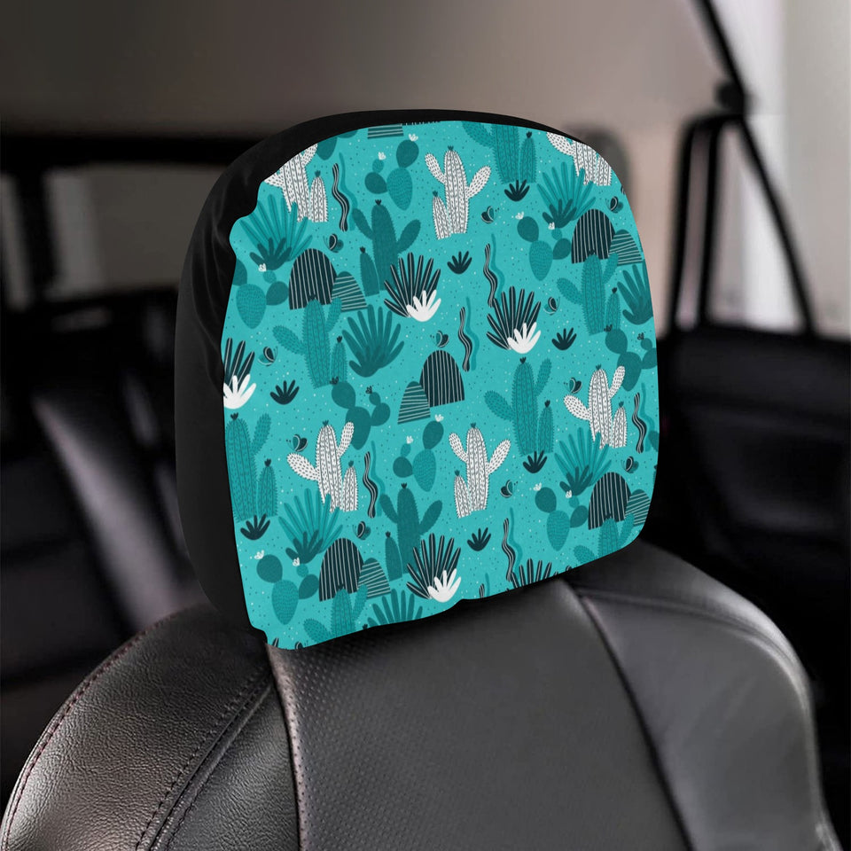 Green Cactus Pattern Car Headrest Cover