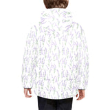 Eiffel Tower Lavender Pattern Print Design 01 Kids' Boys' Girls' Padded Hooded Jacket