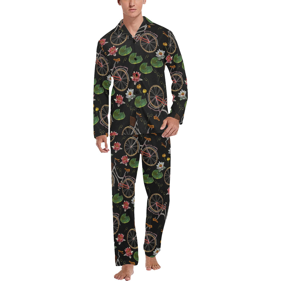 Bicycle Pattern Print Design 03 Men's Long Pajama Set