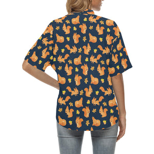 Squirrel Pattern Print Design 05 Women's All Over Print Hawaiian Shirt