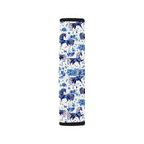 Horse Flower Blue Theme Pattern Car Seat Belt Cover