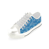 Dolphin Tribal Blue Pattern Women's Low Top Canvas Shoes White