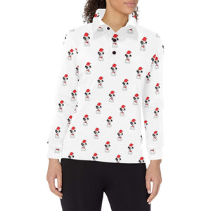 Jack Russel Pattern Print Design 01 Women's Long Sleeve Polo Shirt