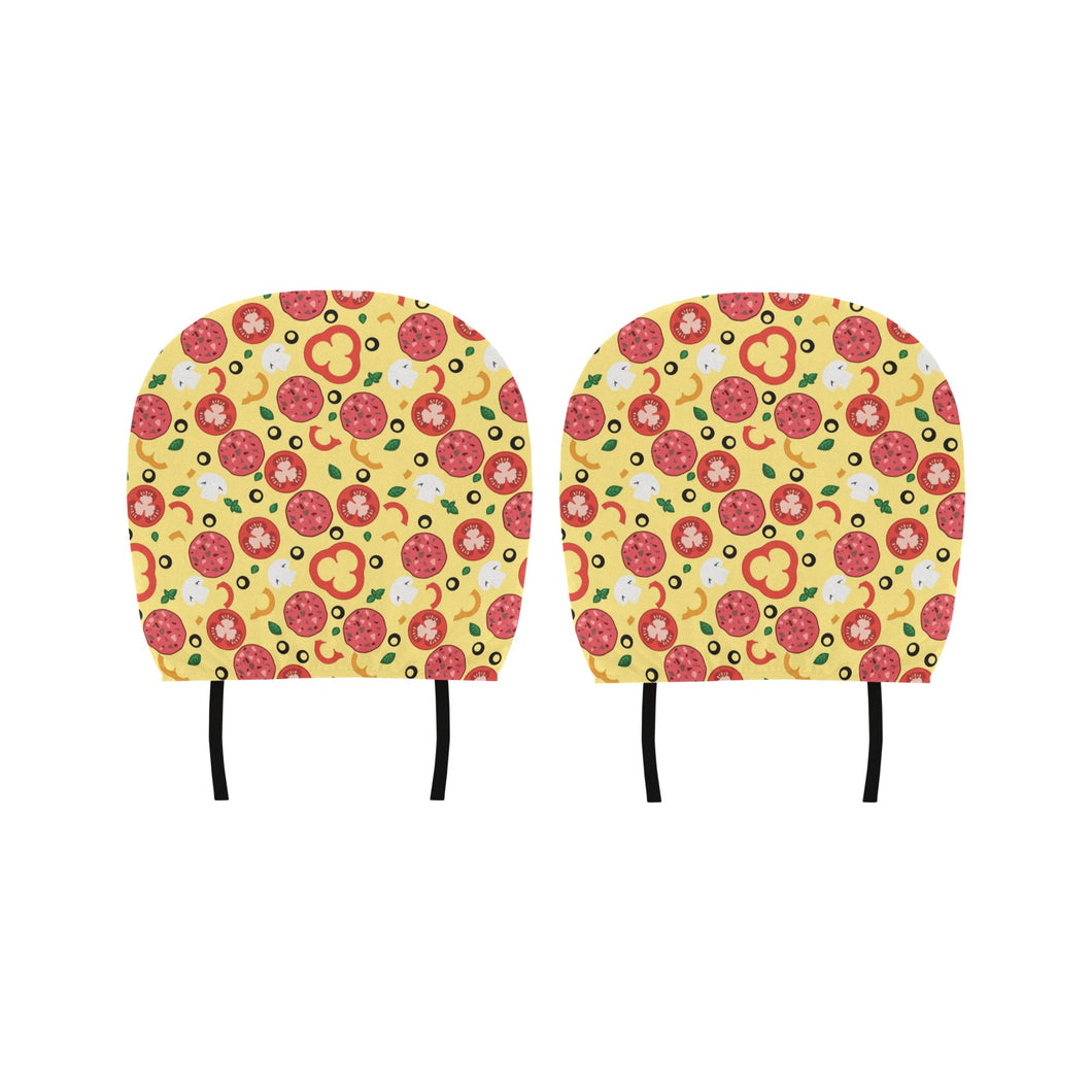 Pizza Tomato Salami Texture Pattern Car Headrest Cover