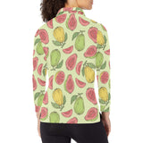 Guava Pattern Background Women's Long Sleeve Polo Shirt