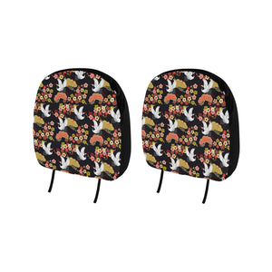 Japanese Crane Pattern Car Headrest Cover