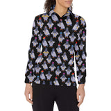 Pigeon Pattern Print Design 04 Women's Long Sleeve Polo Shirt