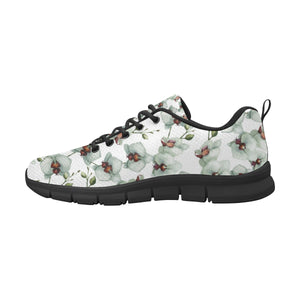 White Orchid Pattern Men's Sneakers Black