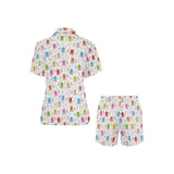 Snail Pattern Print Design 05 Women's V-Neck Short Pajama Set