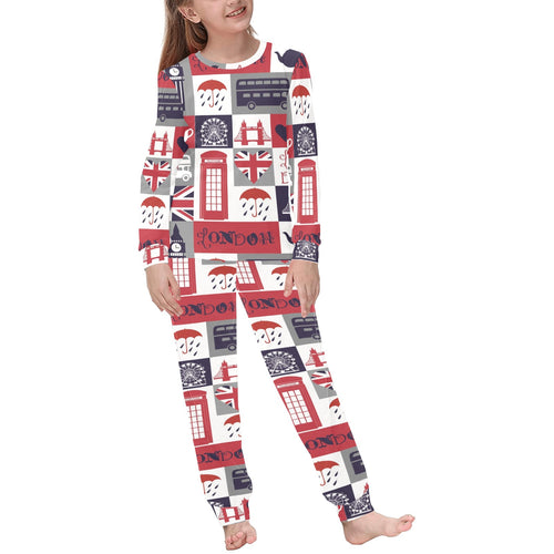 British Pattern Print Design 03 Kids' Boys' Girls' All Over Print Pajama Set