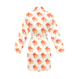 Goldfish Pattern Print Design 05 Women's Long Sleeve Belted Night Robe