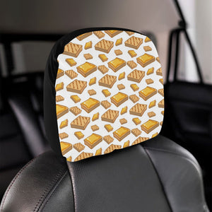 Bread Toast Pattern Print Design 03 Car Headrest Cover