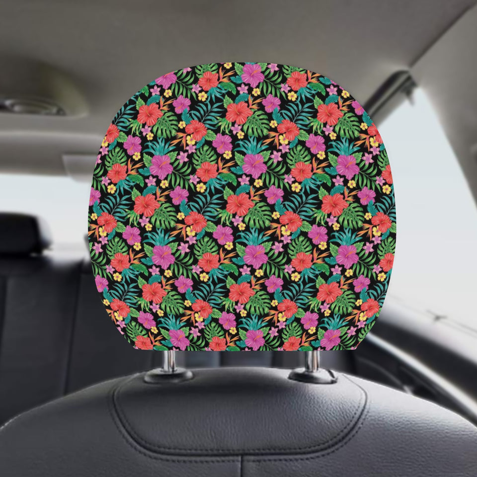 Hibiscus Pattern Print Design 01 Car Headrest Cover