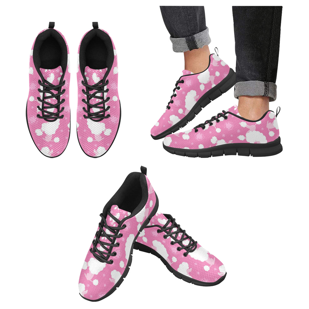 Poodle Pink Theme Pattern Men's Sneakers Black