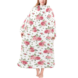 Rose Pattern Print Design 02 Blanket Robe with Sleeves