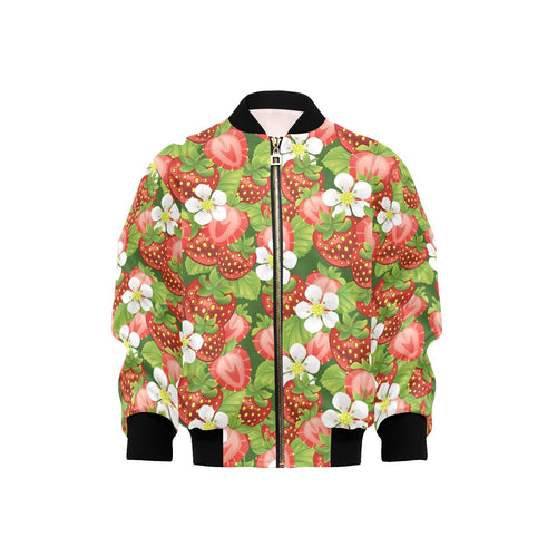 Strawberry Leaves Flower Pattern Kids' Boys' Girls' Bomber Jacket