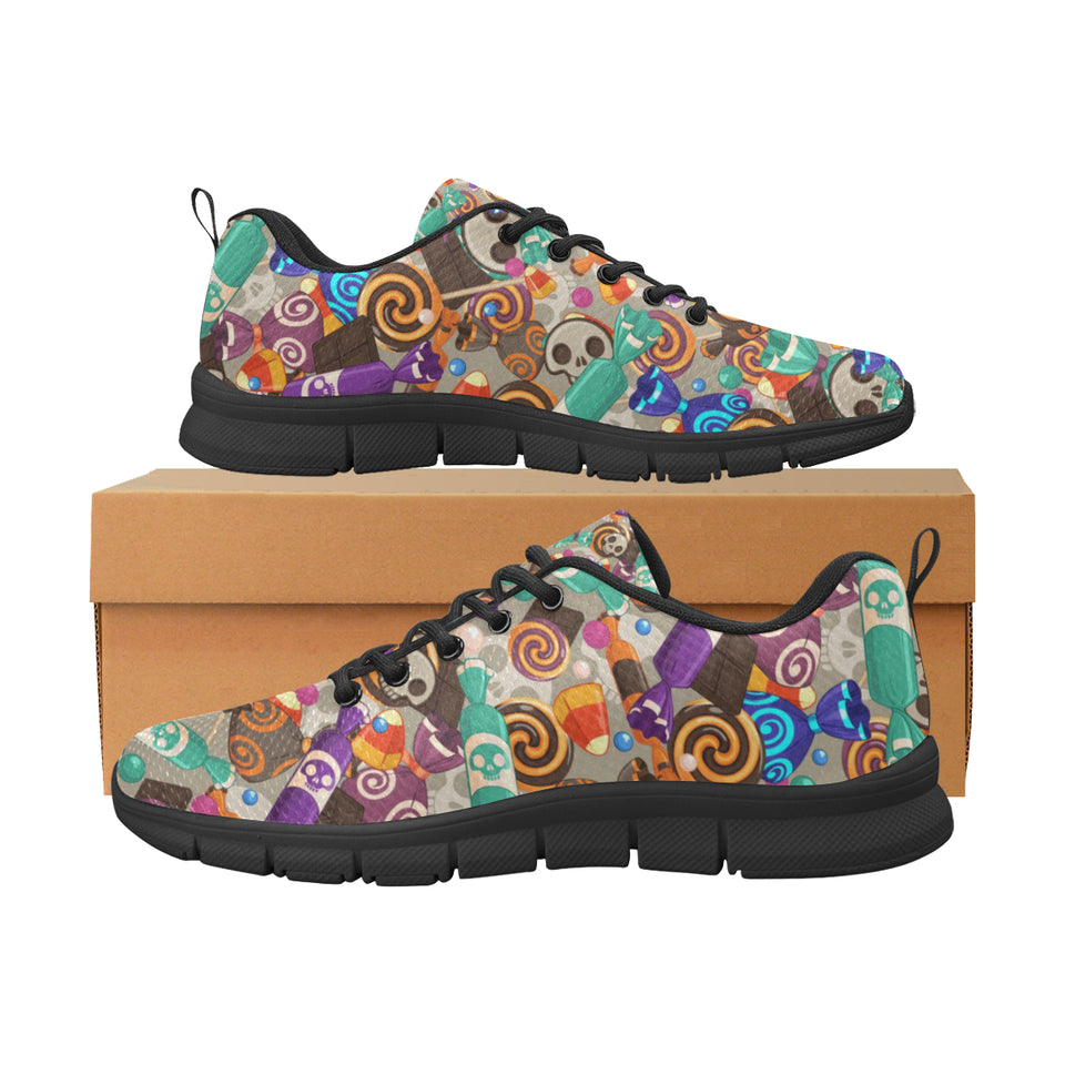 Halloween Candy Pattern Men's Sneakers Black