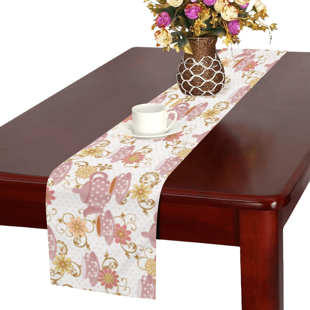 Tea pots Pattern Print Design 01 Table Runner