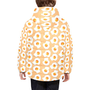 Fried Eggs Pattern Print Design 01 Kids' Boys' Girls' Padded Hooded Jacket