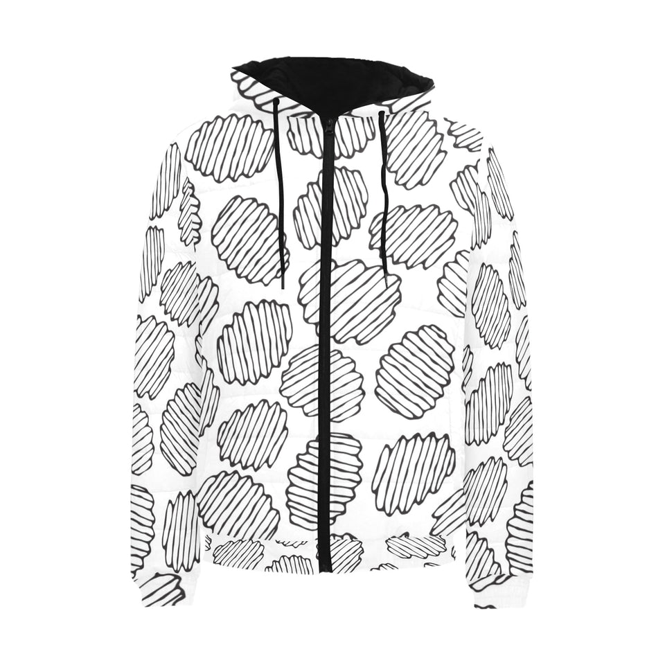 Potato Chips Pattern Print Design 03 Men's Padded Hooded Jacket(ModelH42)