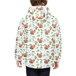 Squirrel Pattern Print Design 02 Kids' Boys' Girls' Padded Hooded Jacket