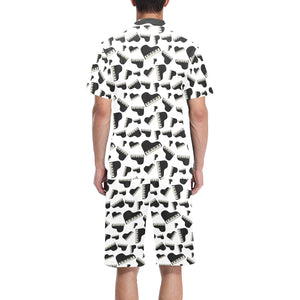 Piano Pattern Print Design 02 Men's V-Neck Short Pajama Set