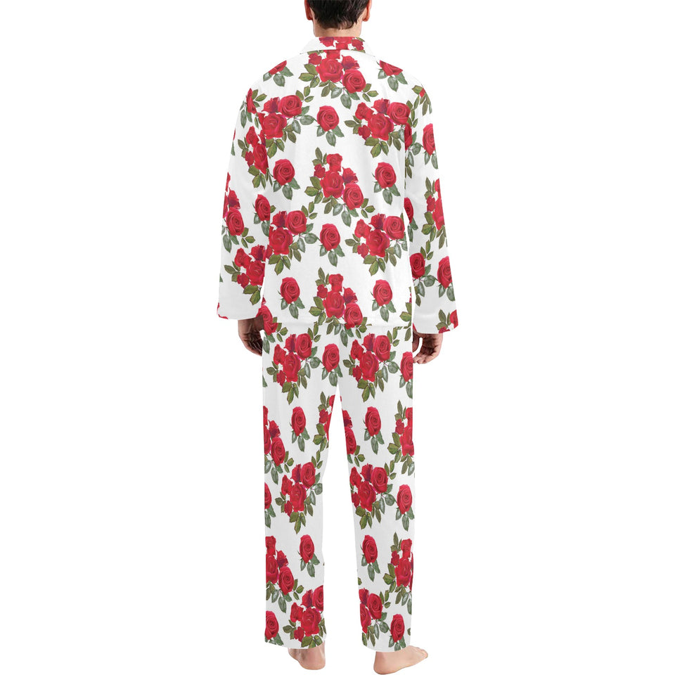 Rose Pattern Print Design 05 Men's Long Pajama Set