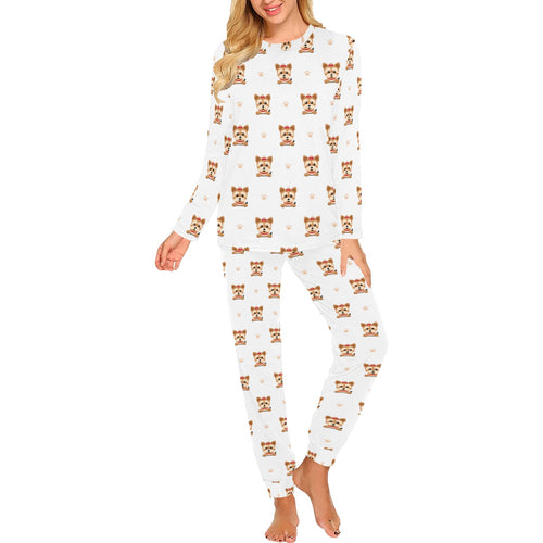 Yorkshire Terrier Pattern Print Design 03 Women's All Over Print Pajama Set