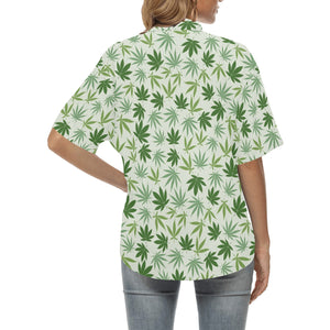 Canabis Marijuana Weed Pattern Print Design 02 Women's All Over Print Hawaiian Shirt