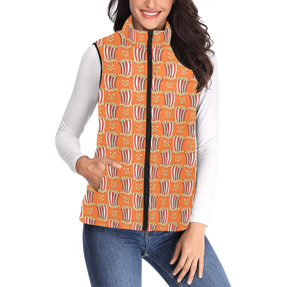 Popcorn Pattern Print Design 05 Women's Padded Vest