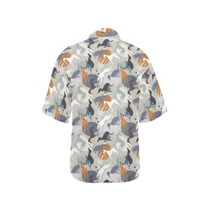 Greyhound Pattern Print Design 04 Women's All Over Print Hawaiian Shirt