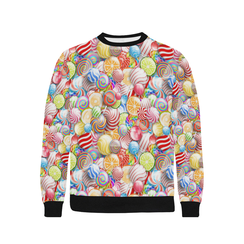 Candy Lollipop Pattern Men's Crew Neck Sweatshirt