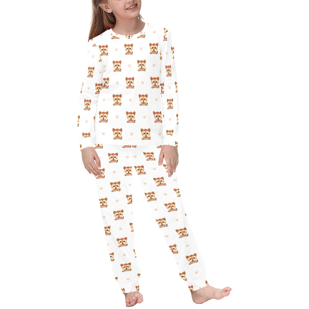 Yorkshire Terrier Pattern Print Design 03 Kids' Boys' Girls' All Over Print Pajama Set