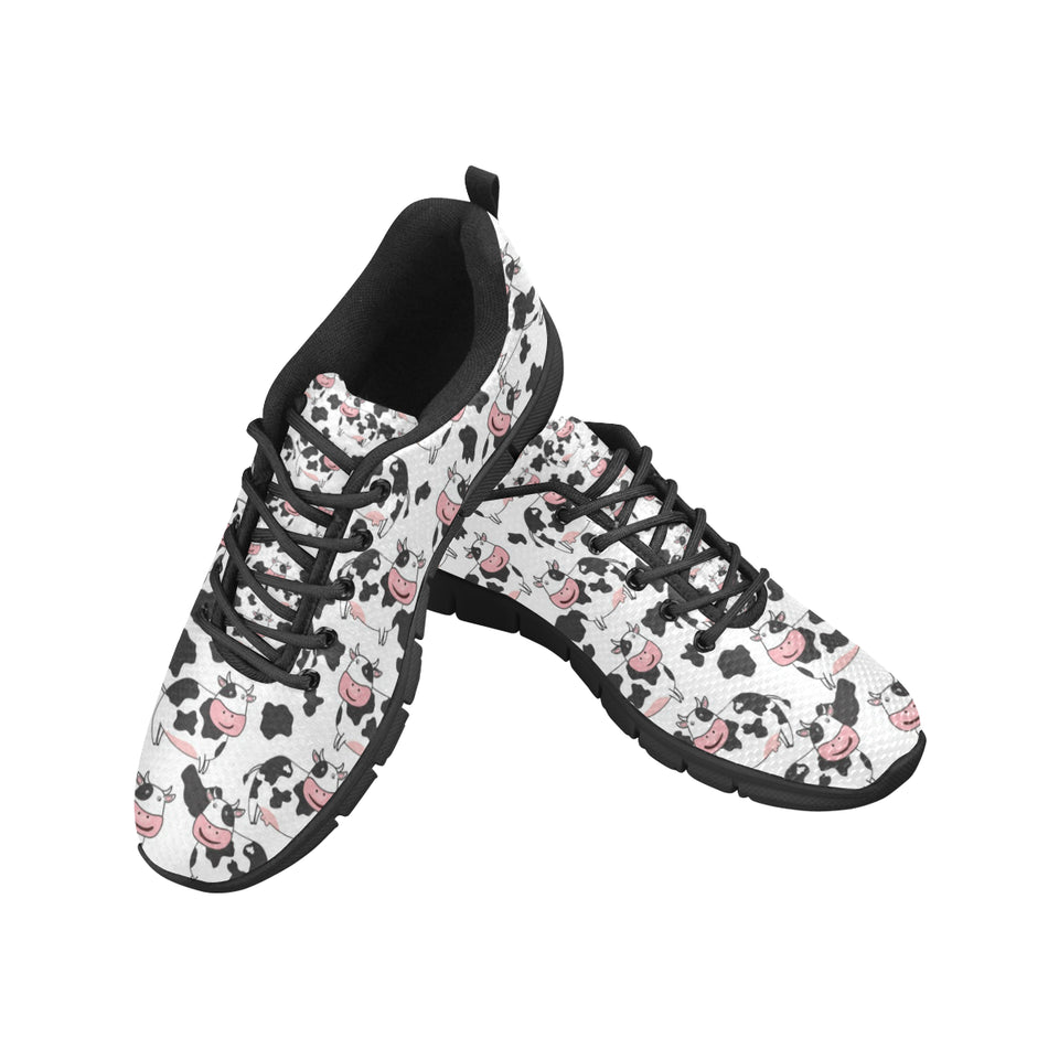 Cute Cow Pattern Men's Sneakers Black